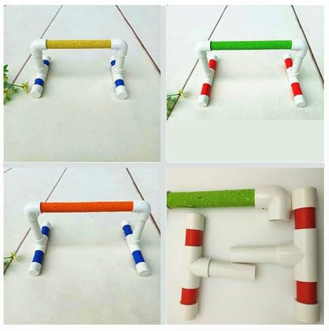 Hypeety Small Bird Parrot Stand Perch Table Top Stand Playground Grind Perch Swing Training Playstand Exercise Chew Toys for Budgies Parakeet Cockatiel Conure Finch (Stainless Steel Tray, L)