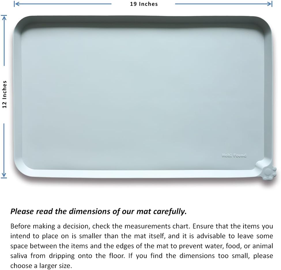 Hoki Found Silicone Pet Food Tray - High-Lips Dog Cat Bowl Mats - Waterproof Dog Cat Food Mats - Battleship