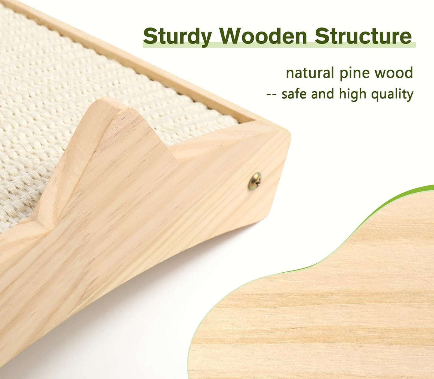 Cat Scratchers for Indoor Cats, Double-Sided Cat Scratcher with Natural Sisal, Scratch Pad for Scratcher Lounge, Durable Solid Wooden Structure