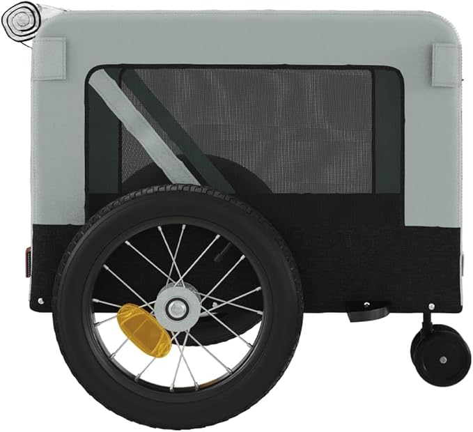 Tidyard Pet Bike Trailer Gray and Black Oxford Fabric and Iron Pet Bicycle Carrier, Animal Bike Stroller for Cat, Puppy, Dog, Outdoor, Travel Style C
