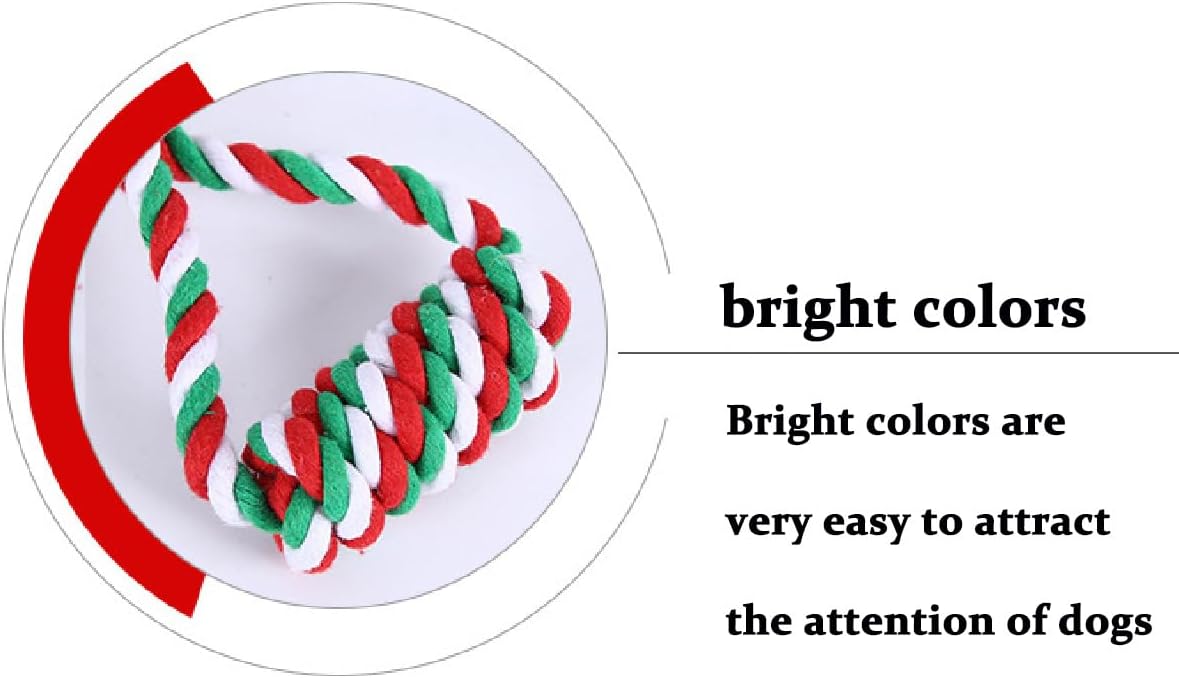 Dog Chew Toys,Dog Toys for Small Dogs and Medium Dogs for Boredom and Stimulating Teeth Cleaning Gum Massage Tug Christmas Dog Ball Rope Toy Set of 2