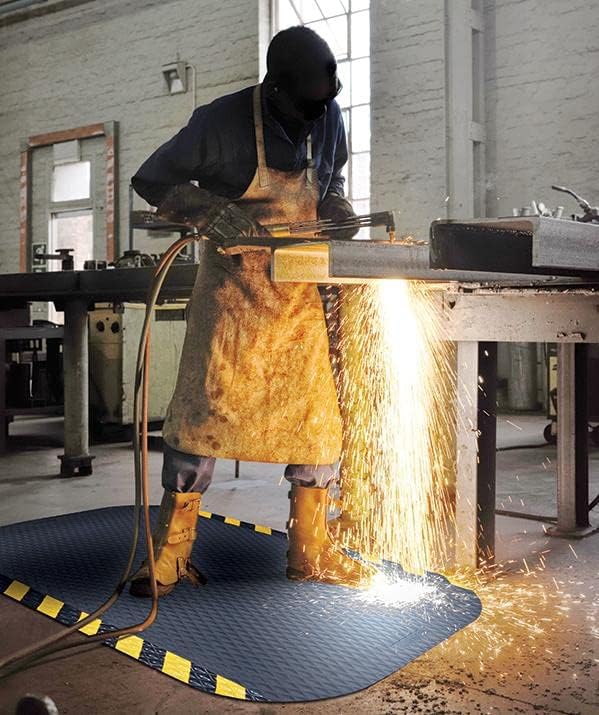 American Floor Mats Hog Heaven 5/8 inch Black & Yellow Border 5' x 6' Nitrile Backed Anti-Fatigue Comfort Mat