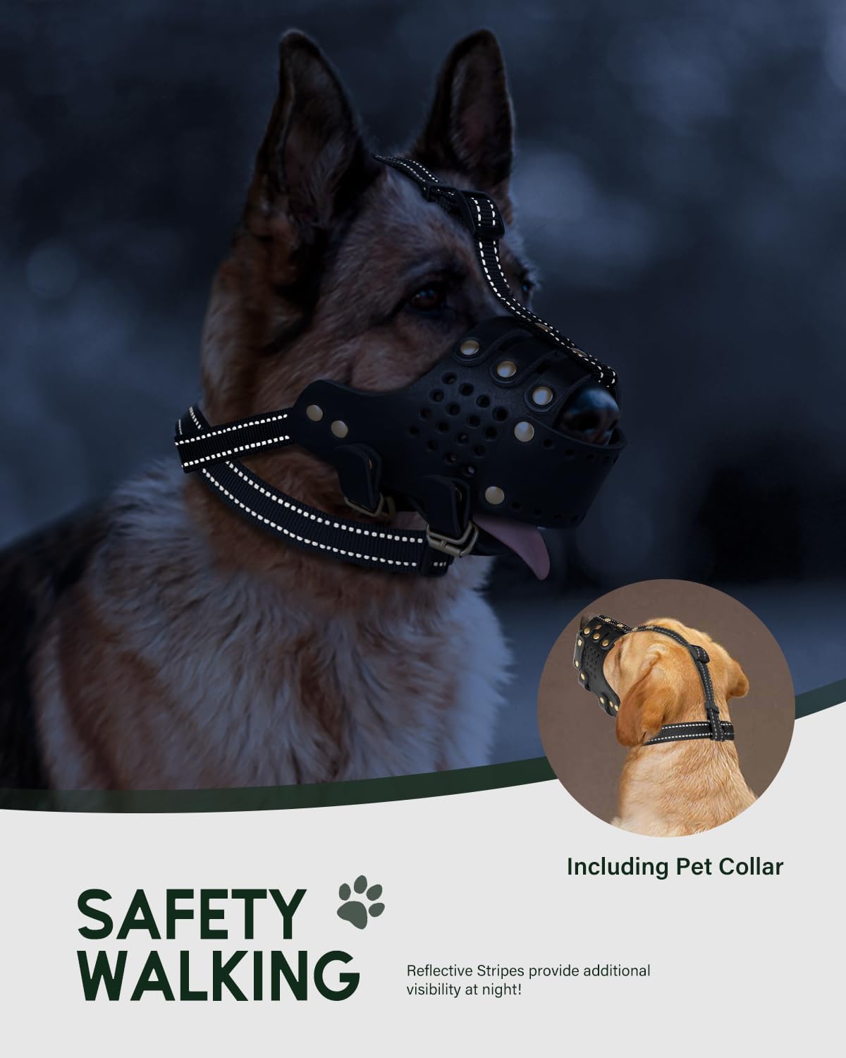 Dog Muzzle, Leather Basket Soft Muzzles Medium Large Breeds, Pitbull Dog Muzzle Amstaff Staffordshire Terrier, German Shepherd Dalmatian Doberman Adjustable (M)
