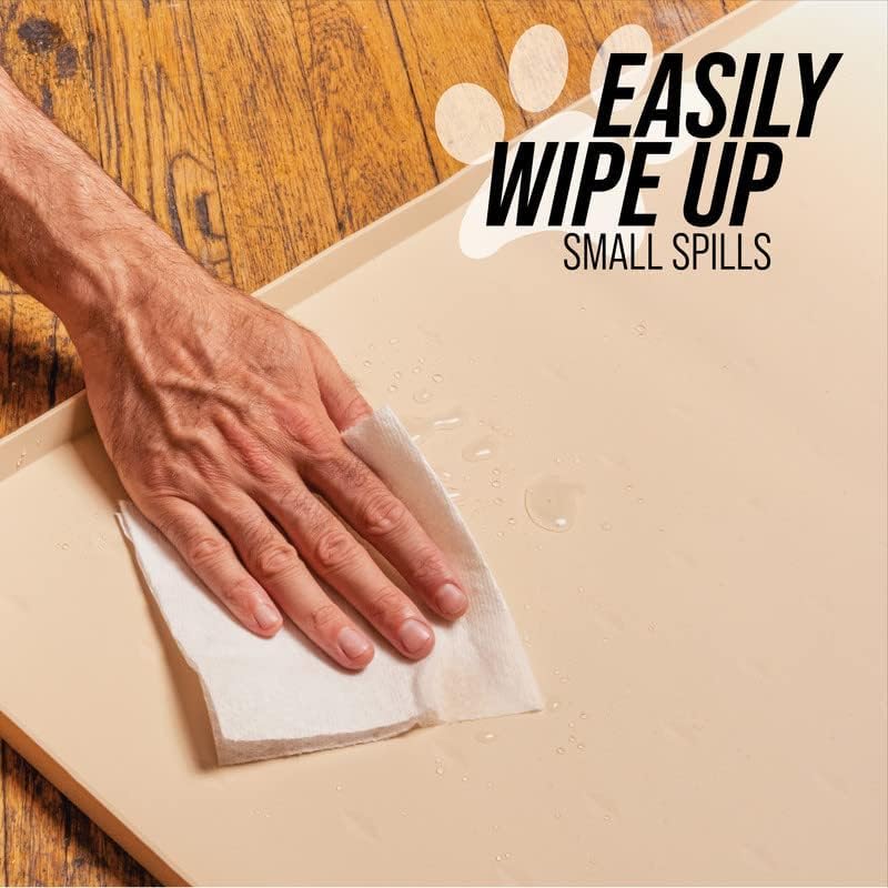 Leash Boss Dog Food Mat for Food and Water Bowls, Waterproof Silicone Pet Feeding Mat for Floors, Extra Tall Raised Edges, Cat and Dog Placemat for Floors, Dishwasher Safe (XL: 25" x 17" - Navy)