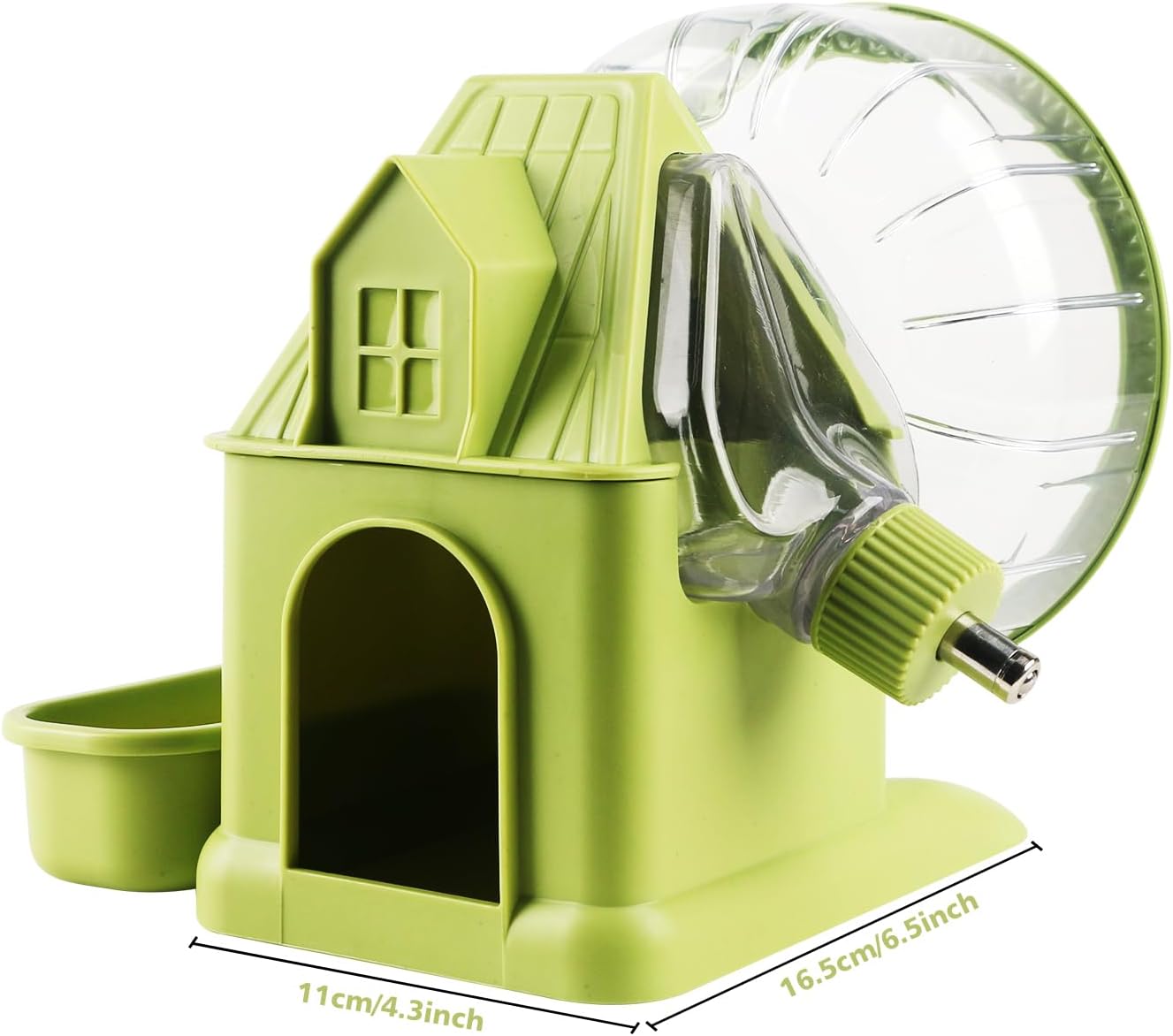 4 in 1 Silent Large Hamster Wheel Multifunctional Hamster Running Wheel Quite Running Spinner Wheel Accessories with Food Bowl Water Bottle for Hamsters Dwarf Gerbil (Green)