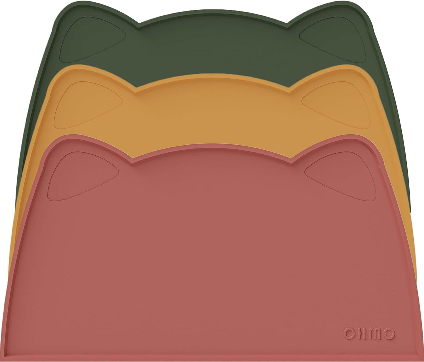 OHMO - Cat Food Mat, Silicone Pet Feeding Mat for Floor Non-Skid Waterproof Dog Water Bowl Tray, Easy to Clean Pet Placemat (Erythrinus, 18 * 9.8'')