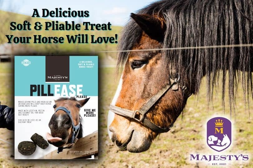Majesty's PillEase Horse Treats | A Delicious Soft and Pliable No Bake Cookie Horse Treat | Makes Giving Pills & Medication Easy | Made in The USA - 48 Wafers