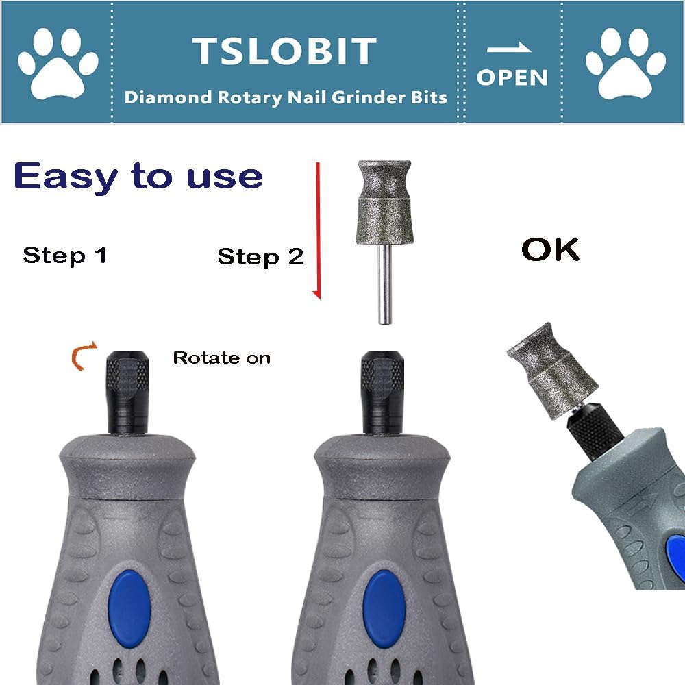 Diamond Dog Nail Grinder Bits for Rotary Tool,1/8" Nail Grinder Attachment for Dremel Grinder Replacement Heads Pets Nail Care Clippers for Medium Large Dogs,2-Pack(Large A&B)