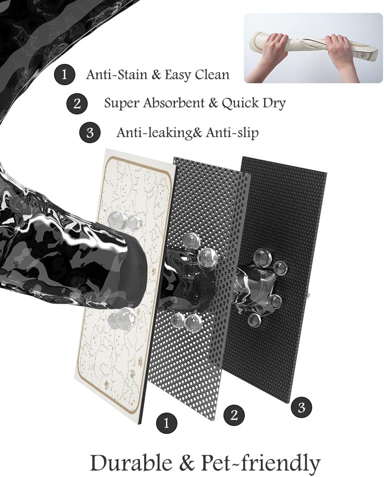 Pet Feeding Mat-Absorbent Dog Mat for Food and Water Bowl-No Stains Quick Dry Water Dispenser Mat-Dog Accessories Pet Supplies-Bowl for Messy Drinkers(FRAMEDOGS,16"x24"
