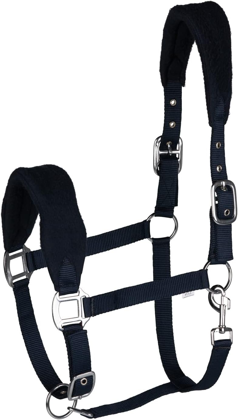 HORZE Kiel Adjustable Horse Halter with Fleece Padding - Dark Navy - Horse