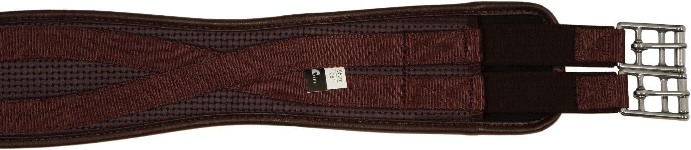 Horse Fare Products PVC Contoured English Girth with Double Elastic (Brown, 56")