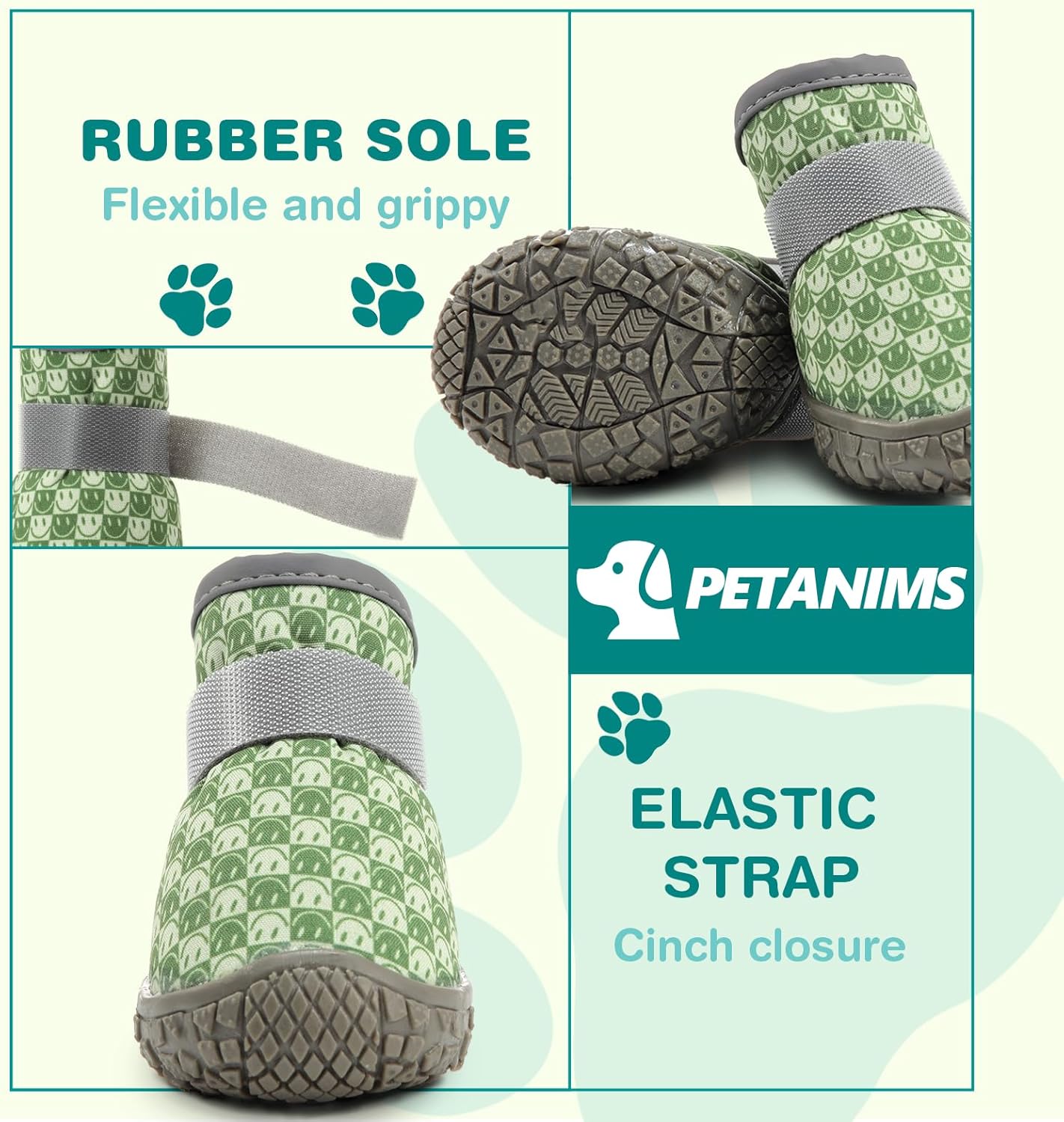 Small Dog Shoes, Breathable Puppy Boots & Paw Protectors for Winter Snow, Summer Hot Pavement, Dog Booties with Anti-Slip Rubber Soles for Hardwood Floors Green Size 4