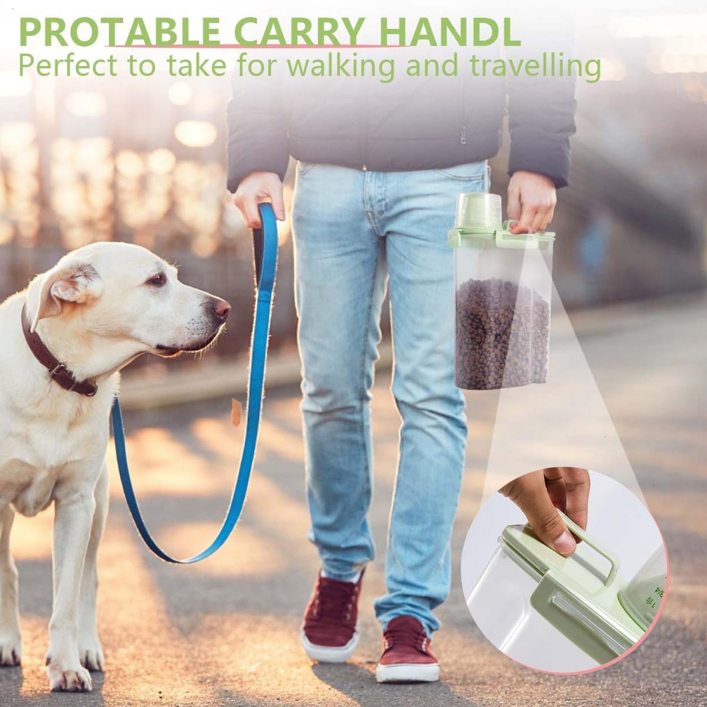 SenseYo 2 Pack 2.5lb Pet Food Storage Container with Measuring Cup, 3L Cat Food Storage Container Dog Food Storage BPA Free for Small Dog, Cat, Bird (Pink, Green)