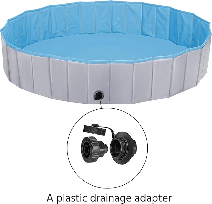 Yaheetech Dog Pet Bath Pool Foldable Hard Plastic Doggie Duck Swimming Pool Collapsible PVC Outdoor Bathing Tub Dog Pools for Large Small Dogs-63 x 11.8 inch,XXL,Gray