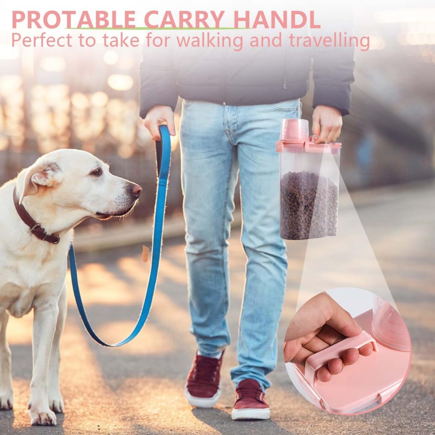 SenseYo 2.5lb Pet Food Storage Container with Measuring Cup, 3L Cat Food Storage Container Dog Food Storage BPA Free for Small Dog, Cat, Bird (Pink)