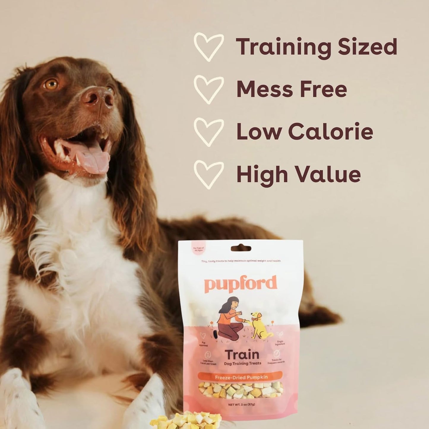 Pupford Freeze Dried Training Treats for Dogs & Puppies, One Ingredient Bites (Pumpkin, 4 oz)