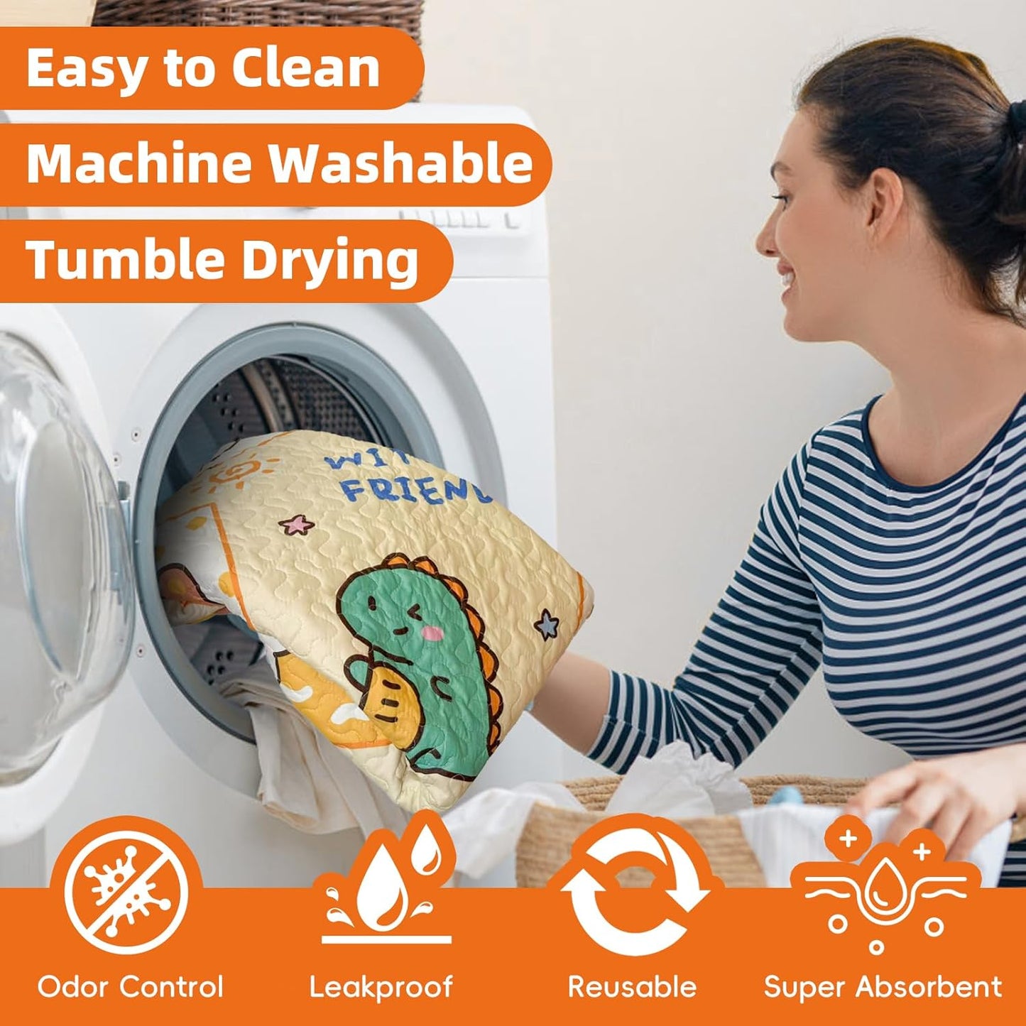 PJYuCien Washable Pee Pads for Dogs 2 Pack, 89" x 33" Octagonal Reusable Pee Pads for Dogs, Leak-Proof Pet Training Pads, Puppy Pads for Non-Slip, Designed for 24/30/36/42'' Width 8 Panels Pen