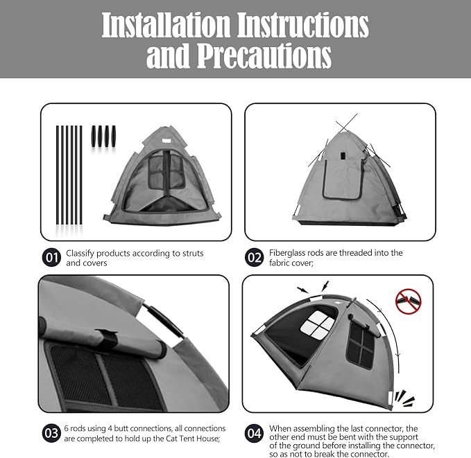Cat and Dog Outdoor Waterproof Tent House - Indoor/Outdoor Cave Nest Bed for Small Dogs, Cats, Bunnies - Washable (Gray, Small)