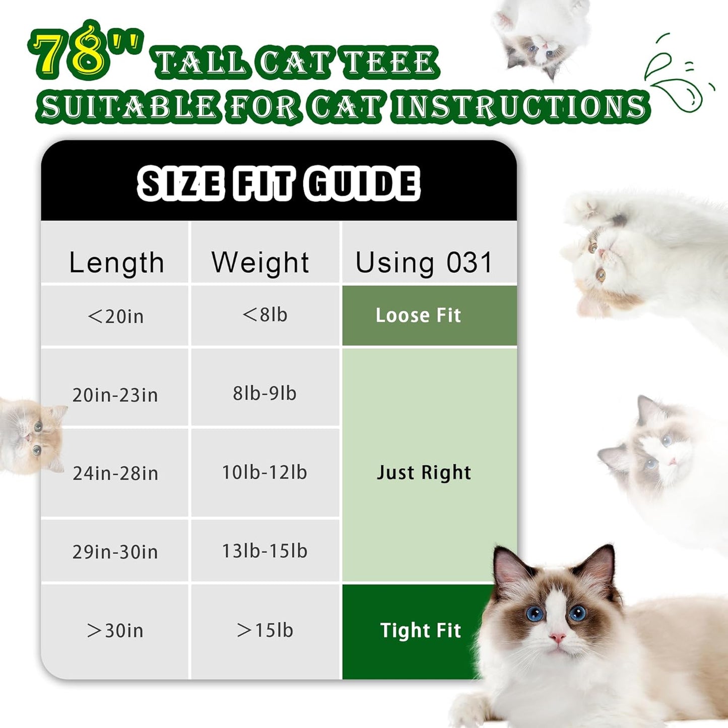 Cat Tree for Large Cats, 78.7"(200cm) Tall Cat Tower for Indoor Cats Multiple Cats with Large Top Perch, Cat Condo, Cat Hammcok, Cat Scratching Post, Dark Gray GCT031G