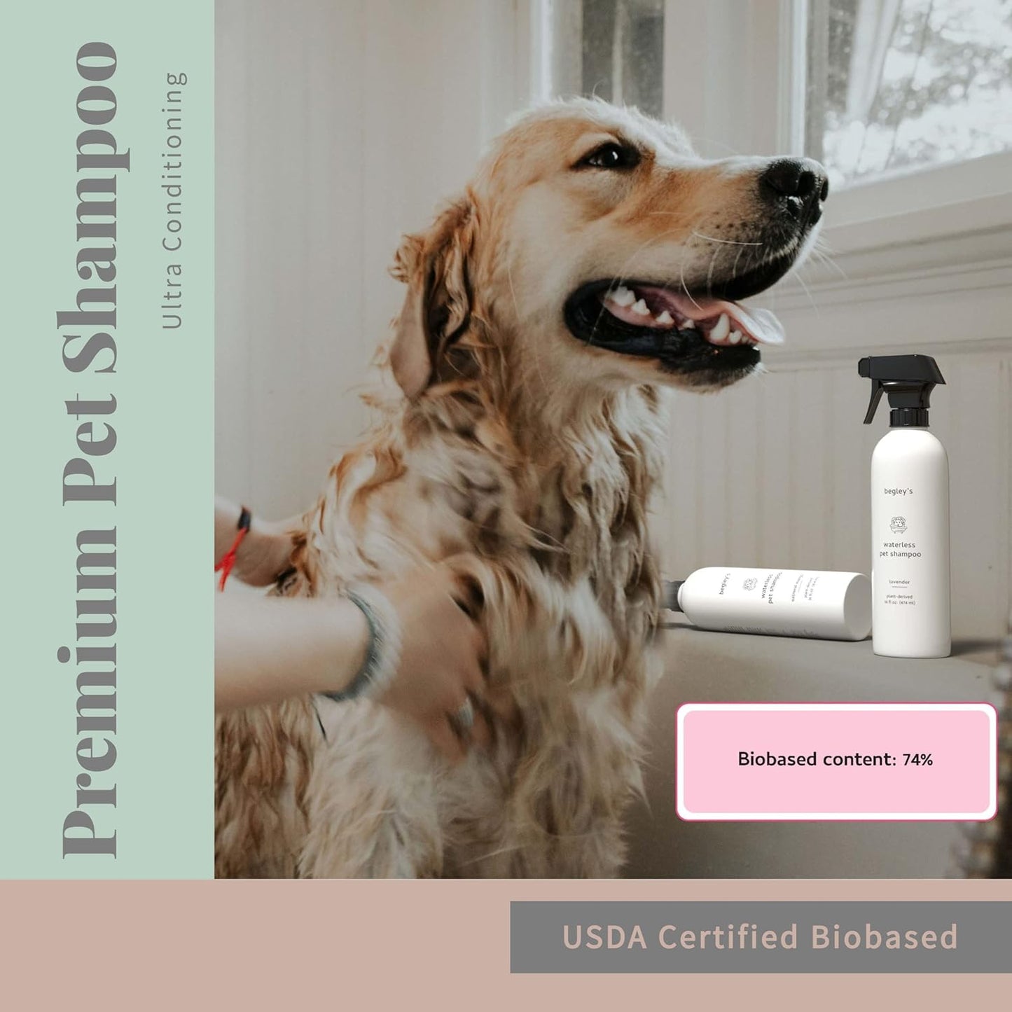 Begley’s No Rinse Waterless Pet Shampoo, Bathless Cleaning, Deodorizing, and Odor Removal for a Shiny, Fresh Smelling Coat - Effective for Dogs, Puppies, and Cats - Fresh Citrus Scent