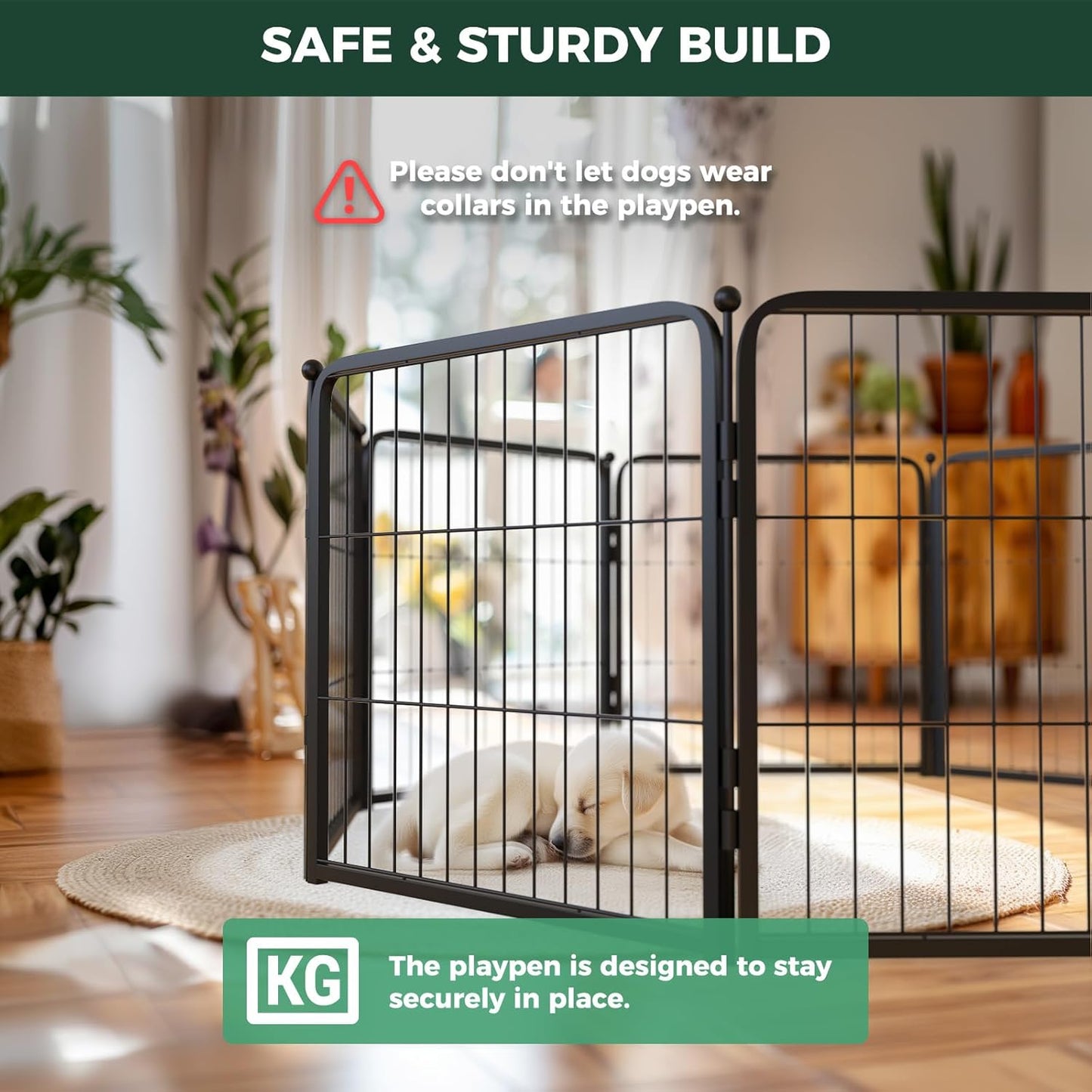 FXW Homeplus Unleashed Indoor Dog Playpen - Stress-Free and Safe Play, Heavy Duty 24 Inch 12 Wire Panels Dog Pen for Puppy and Small Dogs, Black│Patented