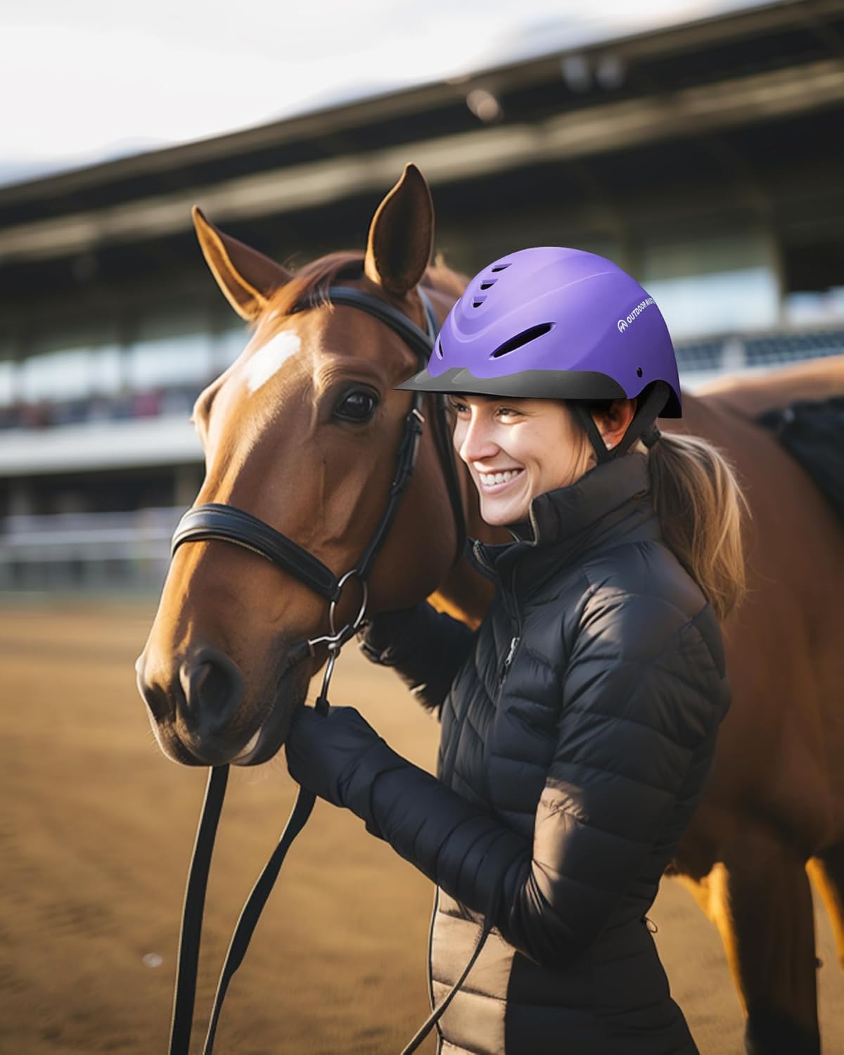 OutdoorMaster Equestrian Helmet, Horse Riding Helmet with Sun Visor and Excellent Ventilation, Adjustable Safe Helmet for Men, Women & Youth