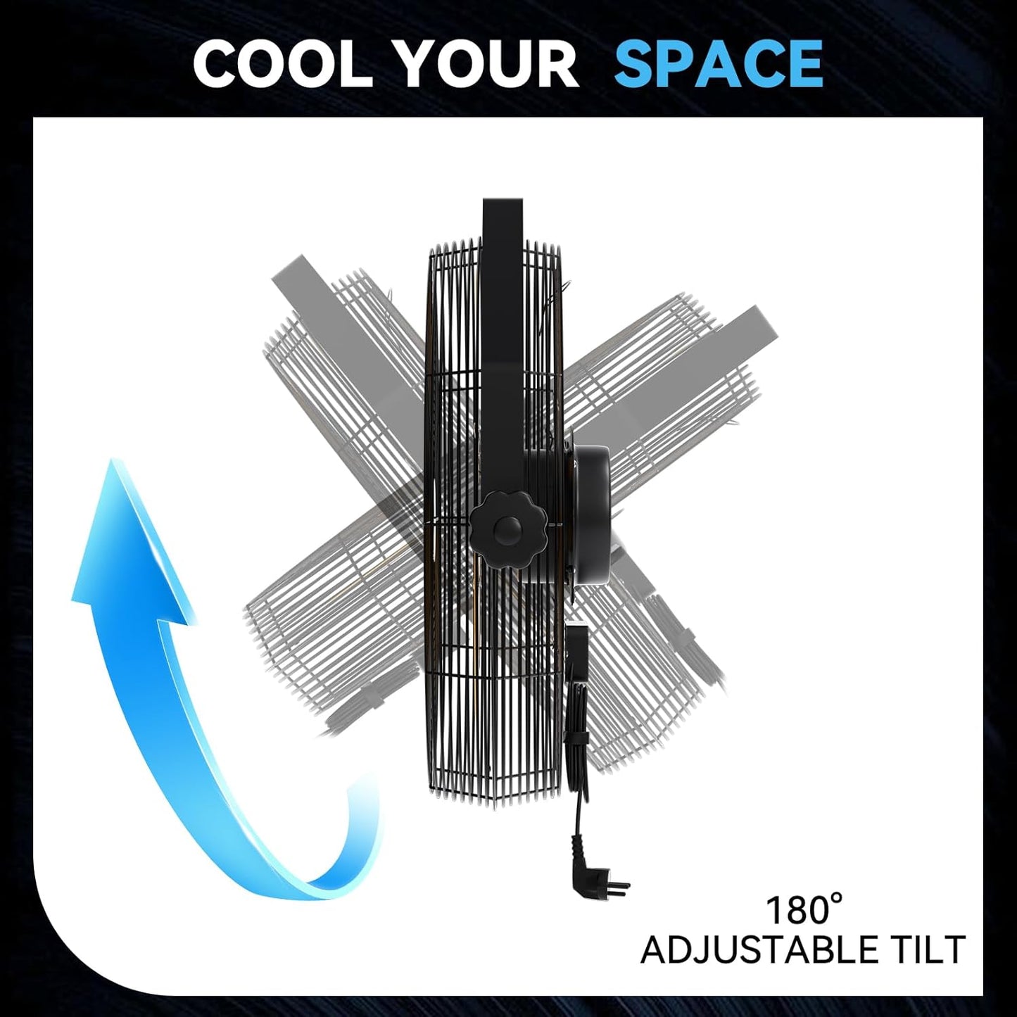 2600 CFM 14 inch Outdoor High Velocity Wall Mounted Fan, 3-Speed Metal Fans with IP44 Enclosure Motor, Industrial Grade Weatherproof Wall Fan for Patio, Greenhouse, Garage, and Gazebo