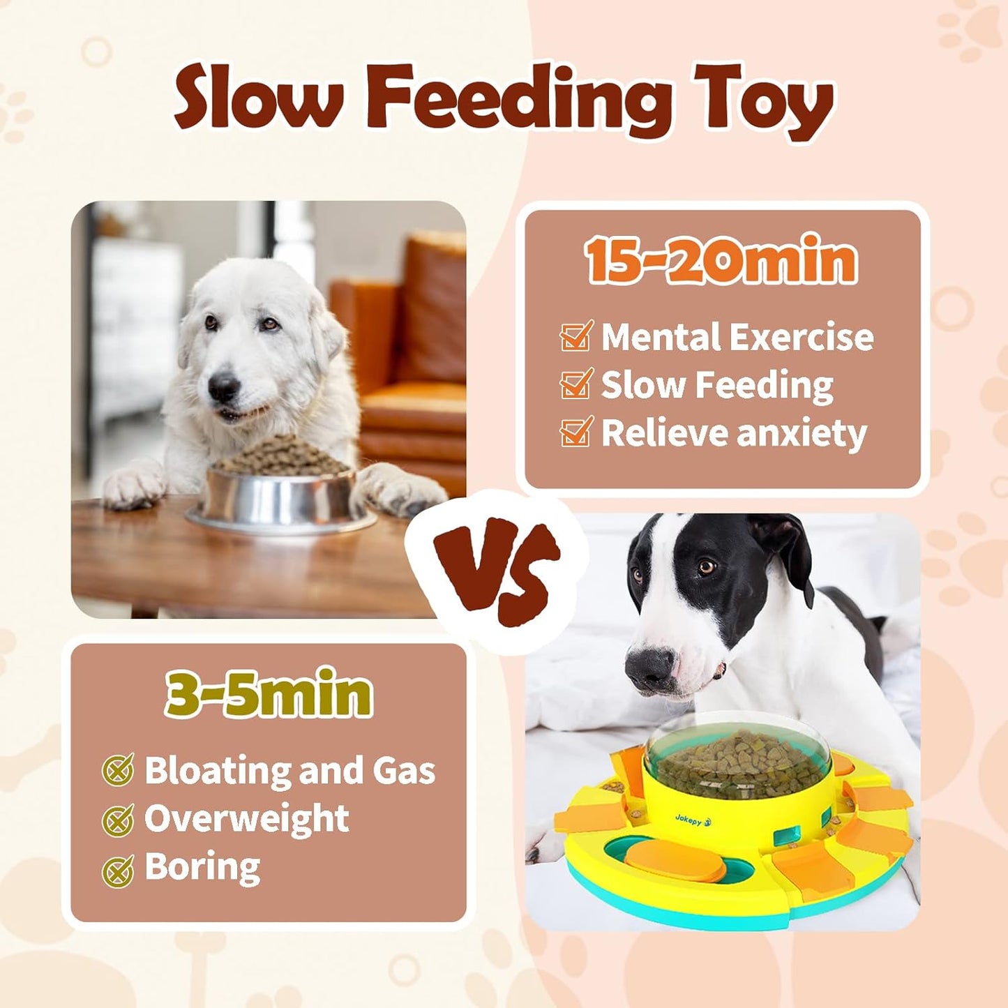 Dog Puzzle Toys for Dog Boredom and Mentally Stimulating, Interactive Slow Food Feeder Dispenser, Professional Level 2 in 1 for Large/Medium/Small Dog