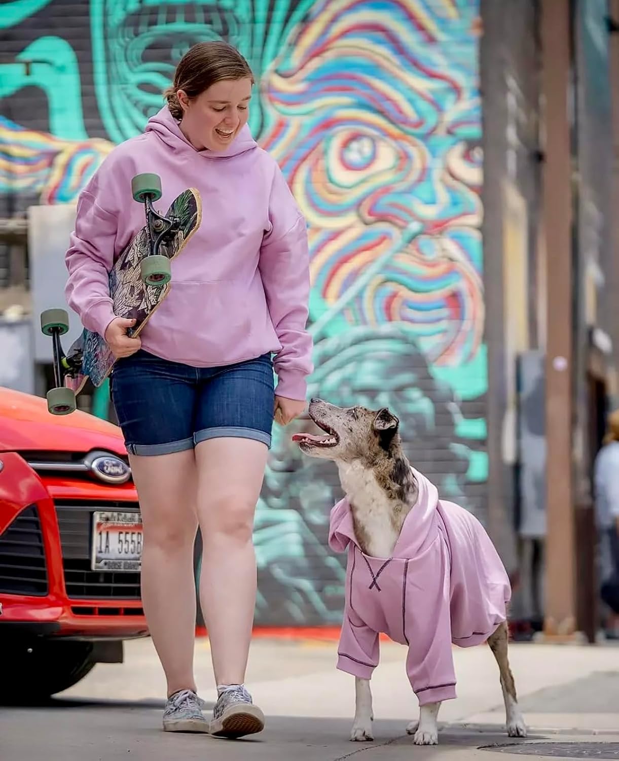 Blueberry Pet Essentials Hoodie – 14″ Soft French Terry Sweatshirt with Hood, Coral Pink, Award‑Winning Small‑Dog Jersey