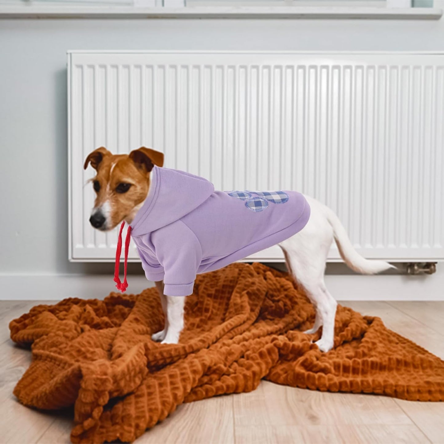 SAWMONG Dog Hoodie,Flannel Pet Hooded Sweater with Hat Puppy Pullover Sweater Shirt,Dog (Purple,L)