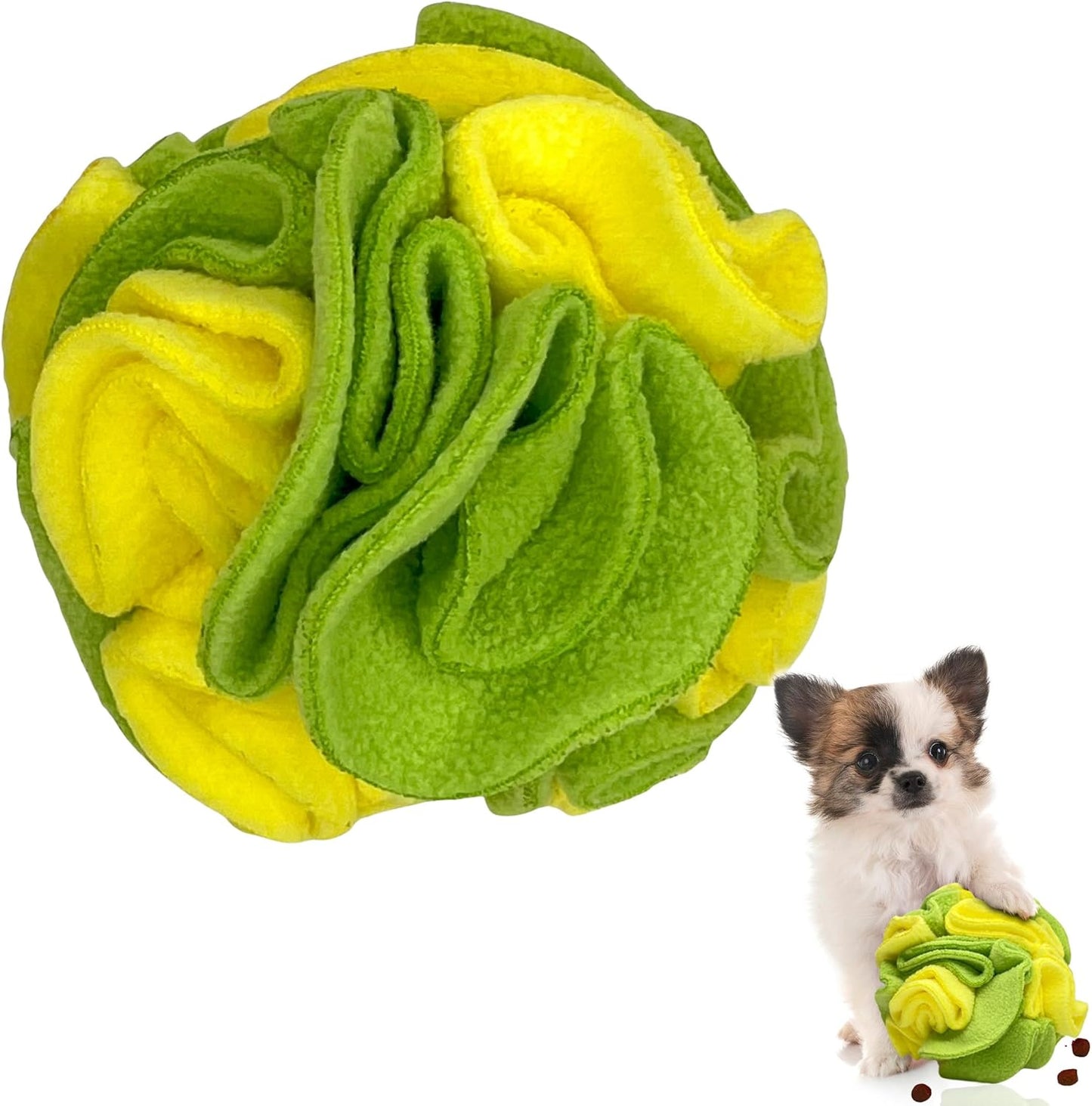 Glory To Dog Puppy and Small Breed Snuffle Interactive Foraging Dog Puzzle Ball Toy Lemon Lime Yellow and Green