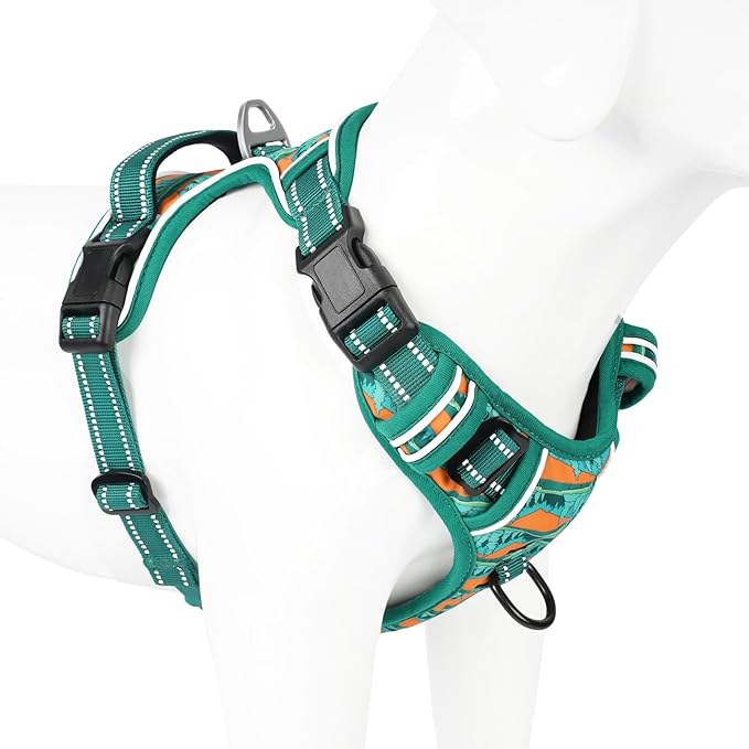 Timos No Pull Dog Harness,No Choke Front Clip Dog Reflective Harness,Adjustable Soft Padded Pet Vest with Easy Control Handle for Small Dogs,Wilderness,S