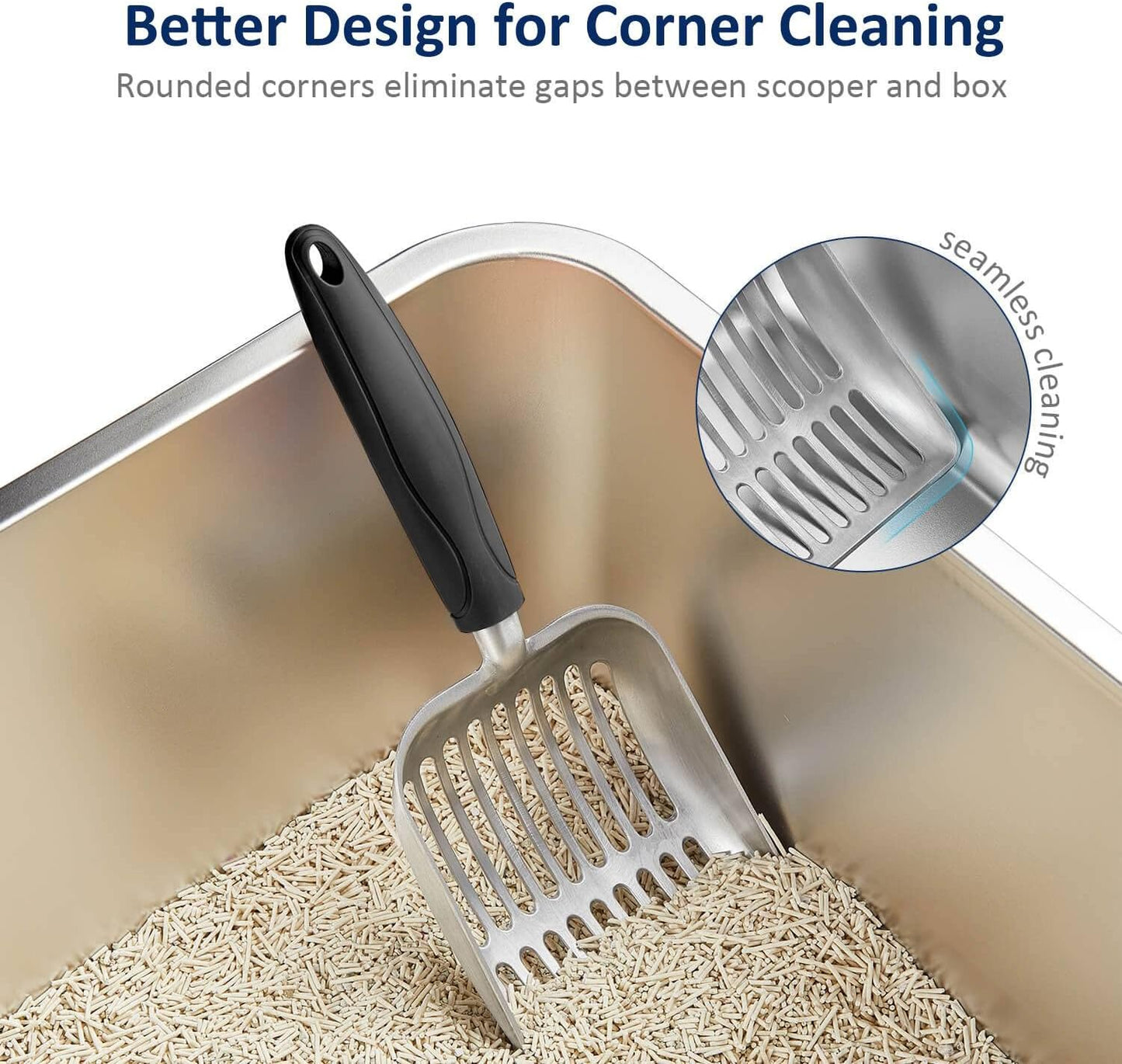 WePet Cat Litter Scoop, Aluminum Alloy Sifter, Kitty Metal Scooper, Deep Shovel, Long Handle, Poop Sifting, Kitten Pooper Lifter, Durable, Heavy Duty, for Litter Box