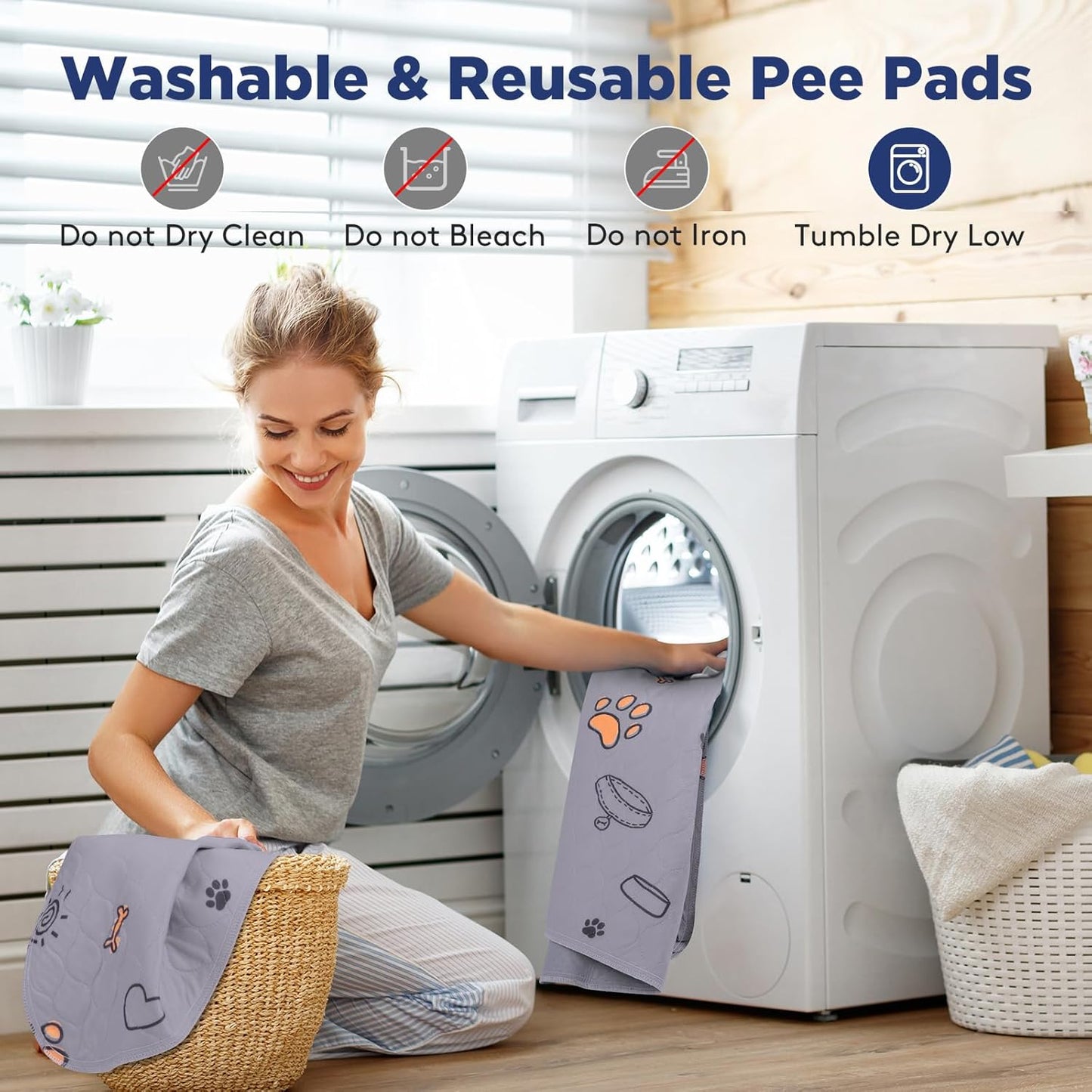 Washable Pee Pads for Dogs, Extra Large 72"x72" Super Absorbent Reusable Training Dog Pads, 100% Waterproof Non-Slip Large Dog Mat for Training, Whelping, Housebreaking, Incontinence, Playpen, Crate