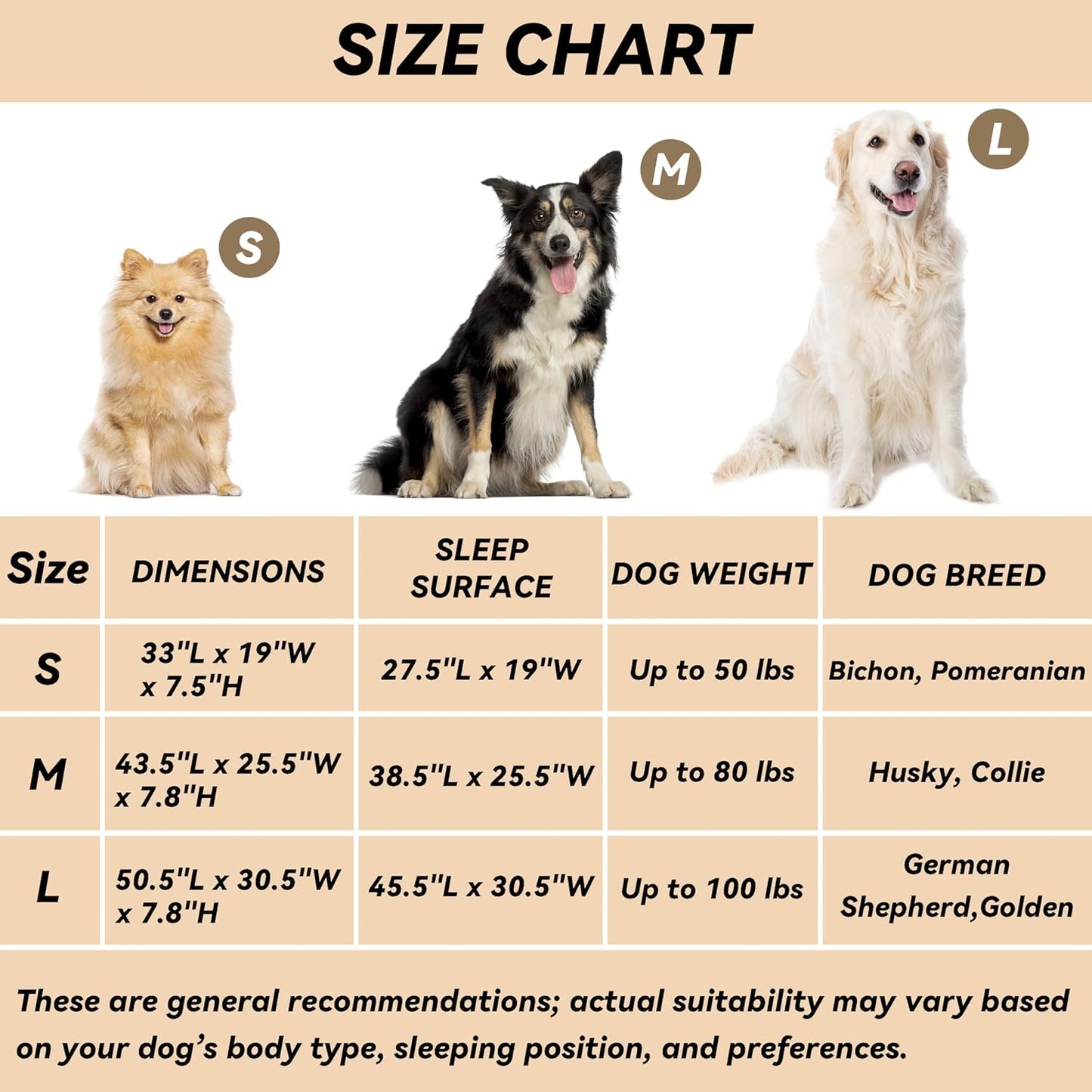 PHYEX Elevated Dog Bed for Large Dogs, Raised Dog Bed with Breathable Mesh, Non Slip, Easy to Clean, 50.5 Inches, Brown