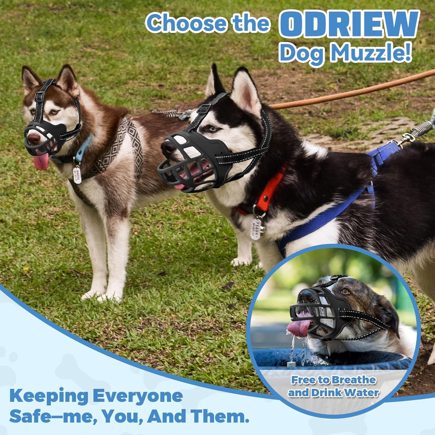 Dog Muzzle for Large Dogs, Breathable Basket Muzzles for Small, Medium and X-Large Aggressive Dog, Allows Panting Drinking, Suitable for Grooming Trimming Training (1, Black)