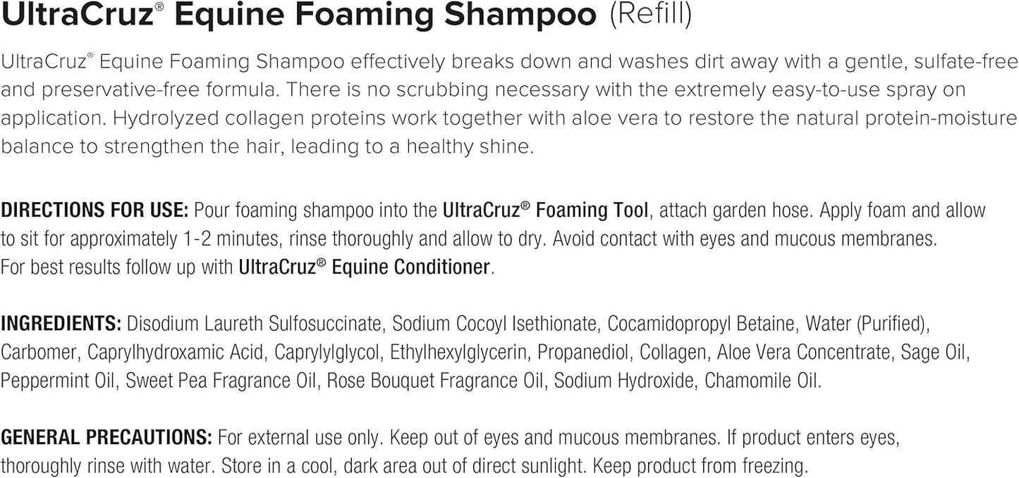 UltraCruz Equine Foaming Horse Shampoo with Travel Applicator and Refill Bundle, 32 oz Each