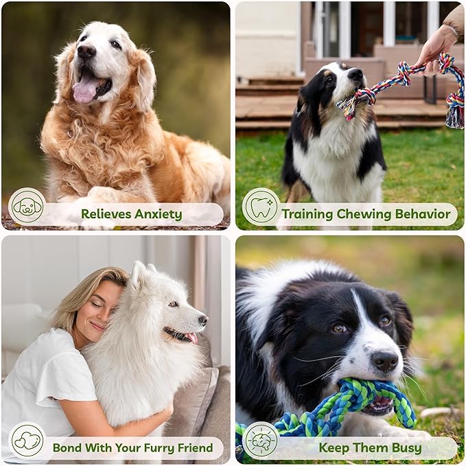 Dog Rope Toy for Large Dogs, 2 Pack Heavy Duty Dog Chew Toys for Aggressive Chewers, Indestructible Dog Toys for Super Chewer, Durable Tug of War Pet Toy for Medium to Large Breed Teeth Cleaning