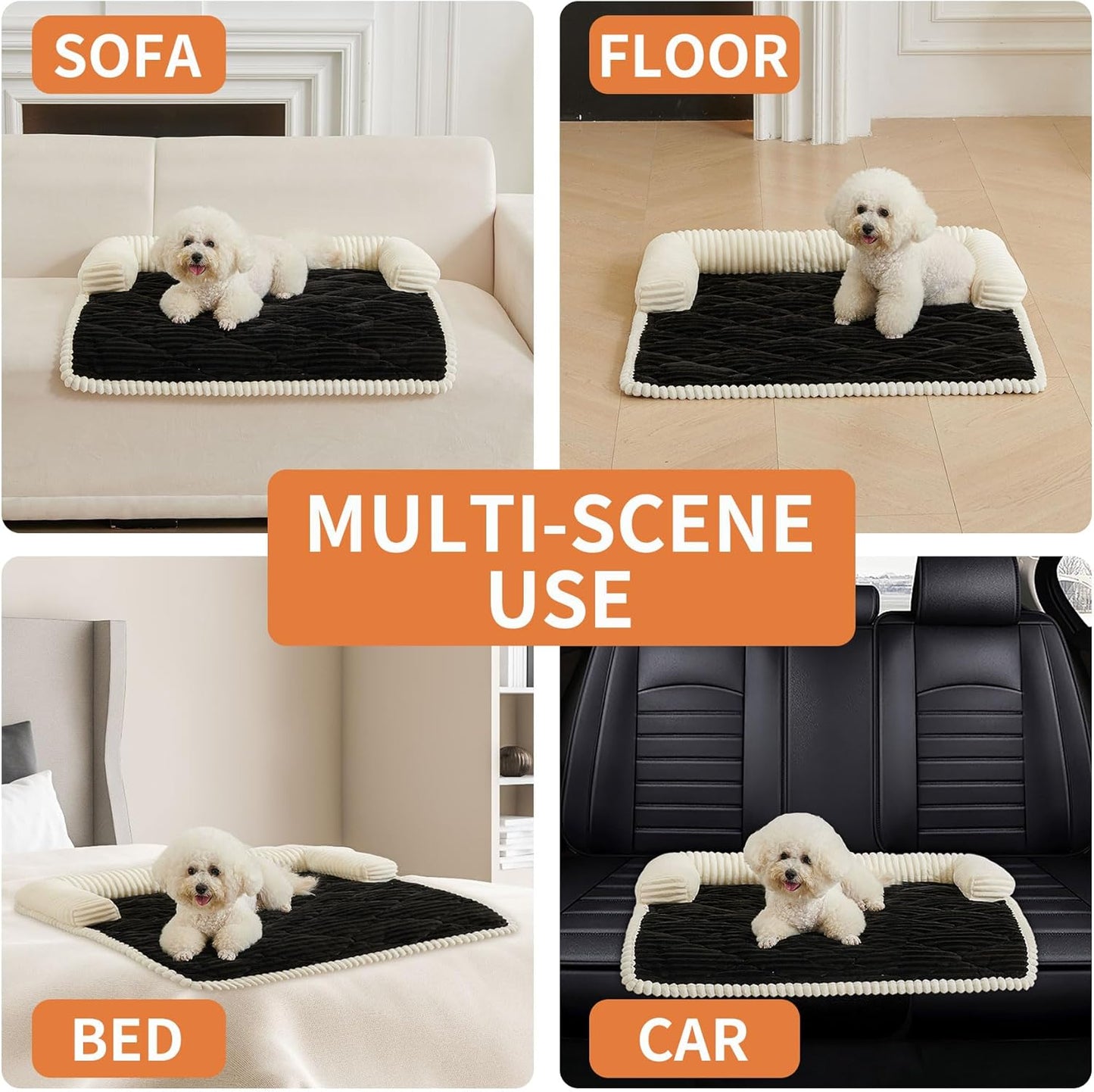 HAOMAIJIA Dog Couch Bed for Large Dogs, Non Slip Pet Couch Covers for Sofa Thick Soft Washable Dog Couch Cover Protector All Seasons Universal Dogs and Cats Bed Mat (Black, X-Large)