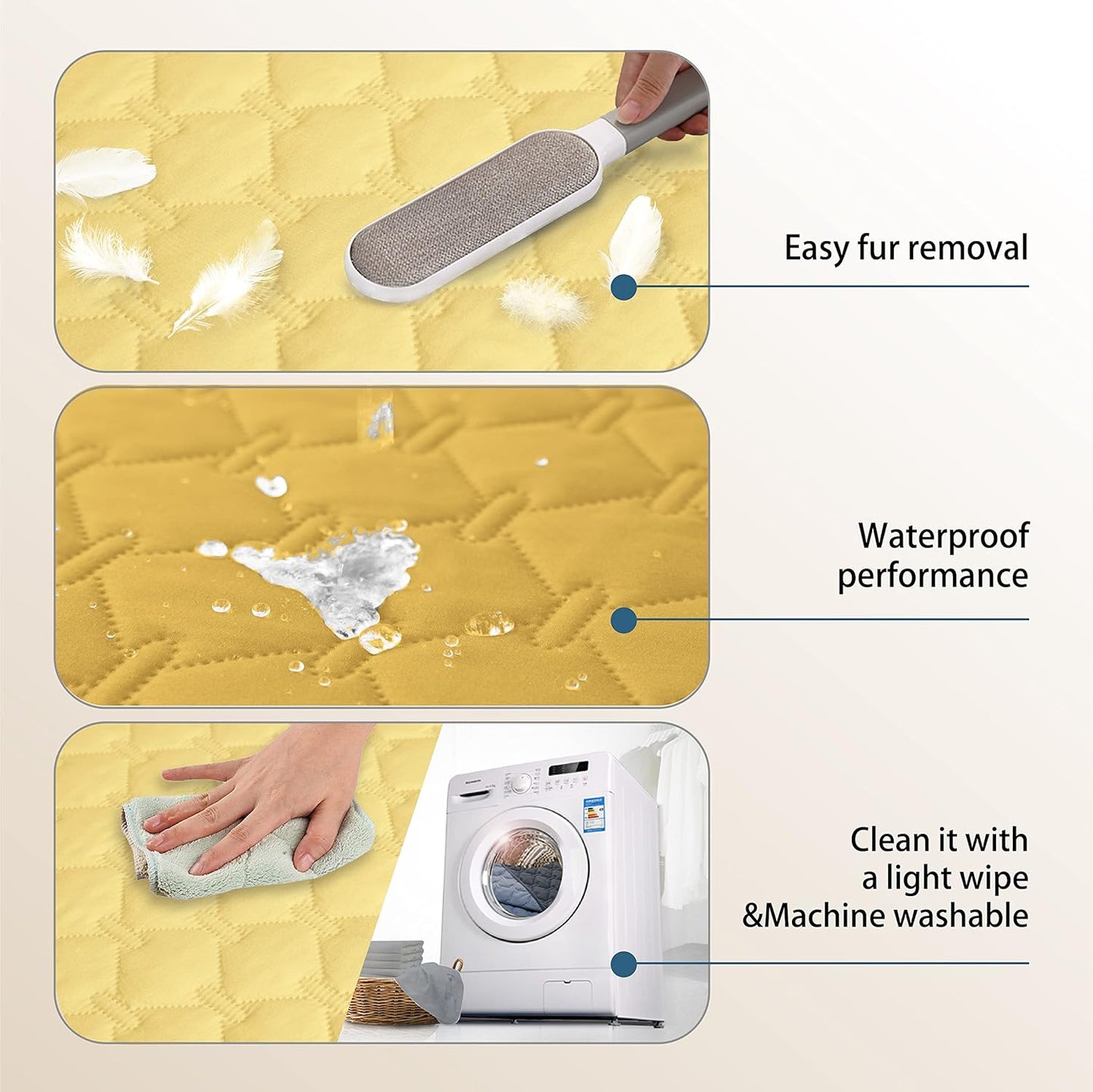 gogobunny 100% Double-Sided Waterproof Dog Bed Cover Pet Blanket Sofa Couch Furniture Protector for Puppy Large Dog Cat, Reversible (68x82 Inch (Pack of 1), Dark Yellow/Light Yellow)