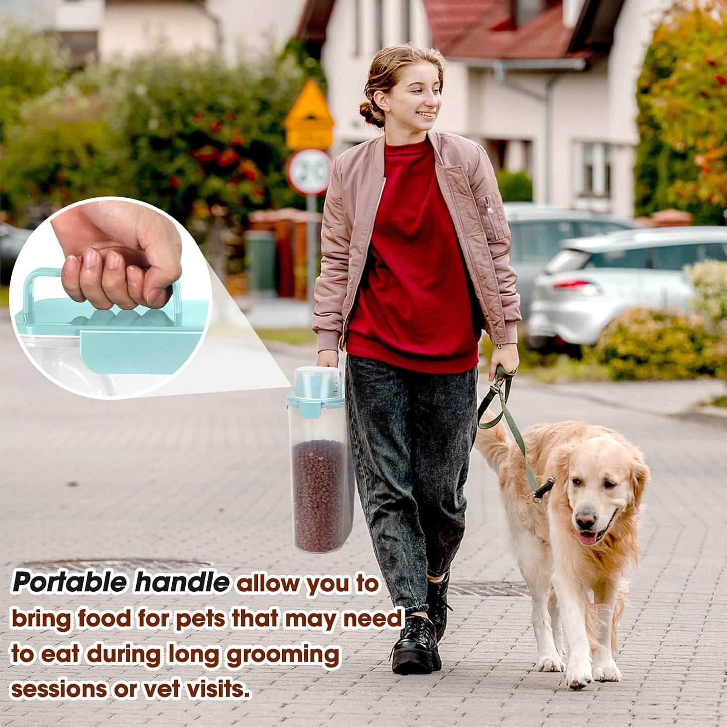 TBMax Dog Food Storage Containers 2 Pack 8 to10 Lbs, Airtight Pet Food Container Dispenser with Large Spout & Portable Handle, Travel Dog Treat Cat Food Storage Bin Bird Seed Container