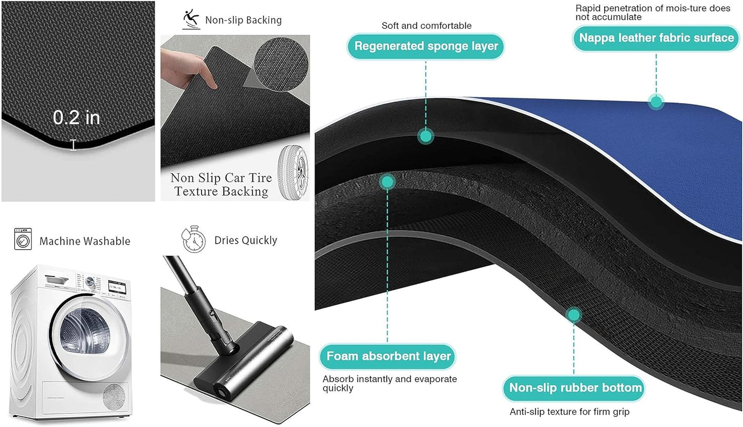 Pet Supplies Cat Feeding Bowl Mat - Absorbent, Easy Clean, Quick Dry for Cat Food and Water Dispenser - Grey, 19"x15"