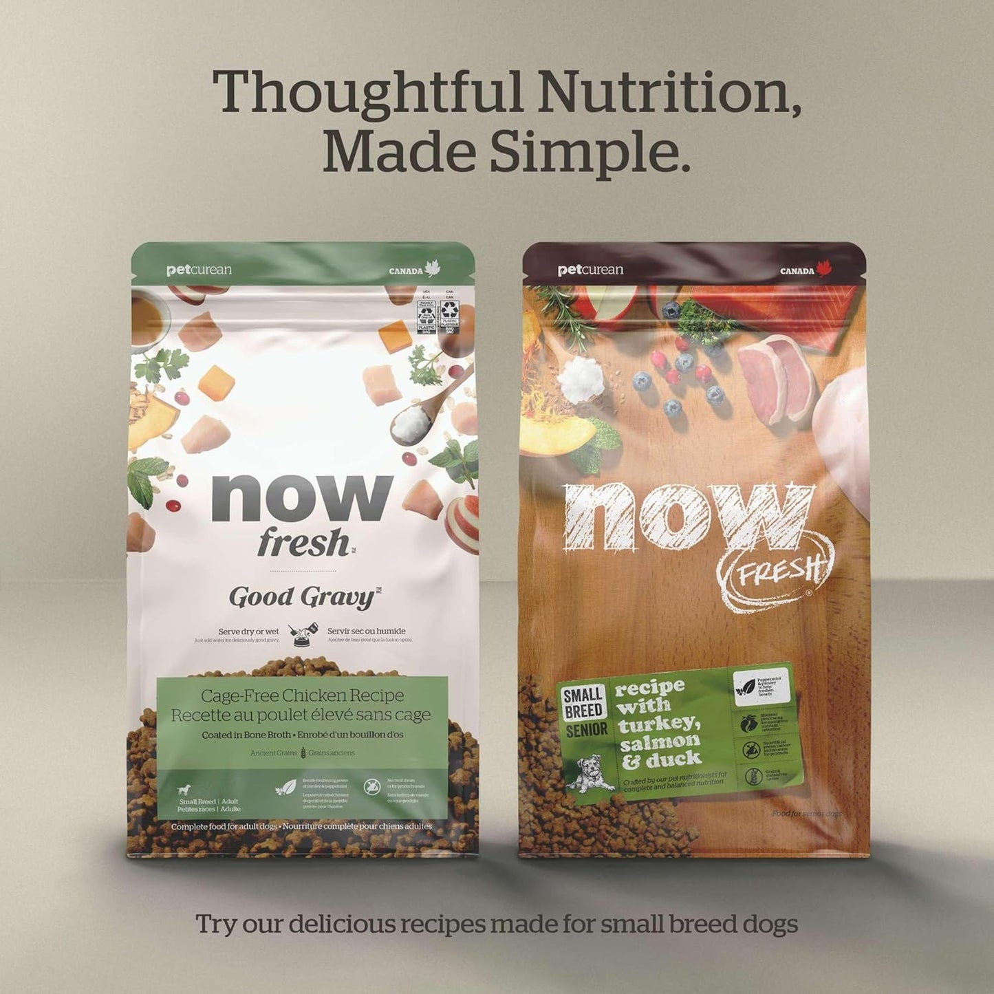 Now Fresh Grain-Free Small Breed Dry Dog Food with Turkey, Salmon & Duck, Healthy Kibble for Adults Made with Real Meat & Fish, Chicken-Free Recipe, Pumpkin & Probiotics for Good Digestion, 6 lb Bag