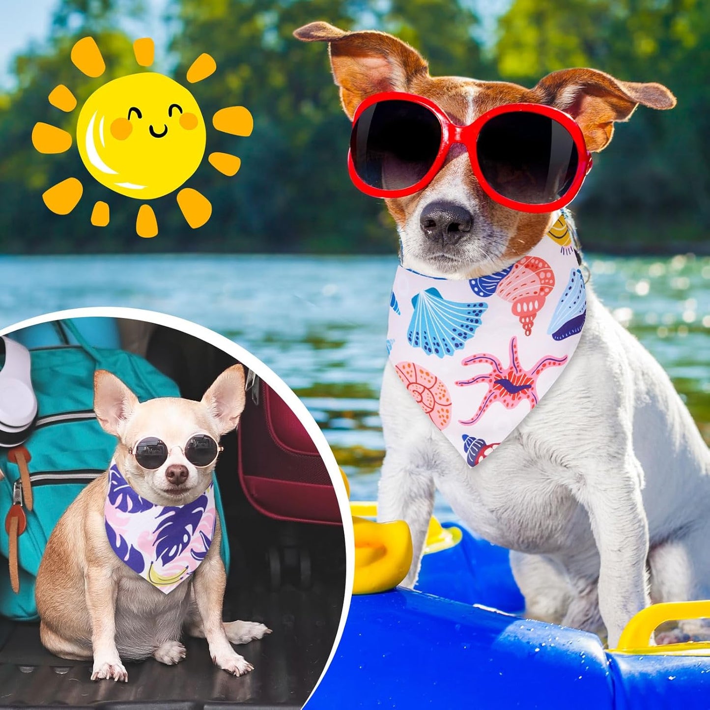 Reginary 72 Pack Summer Bandanas - Triangle Scarf Bibs for Dogs - Adjustable Dog Bandana for Pet Costume Accessories (Classic)