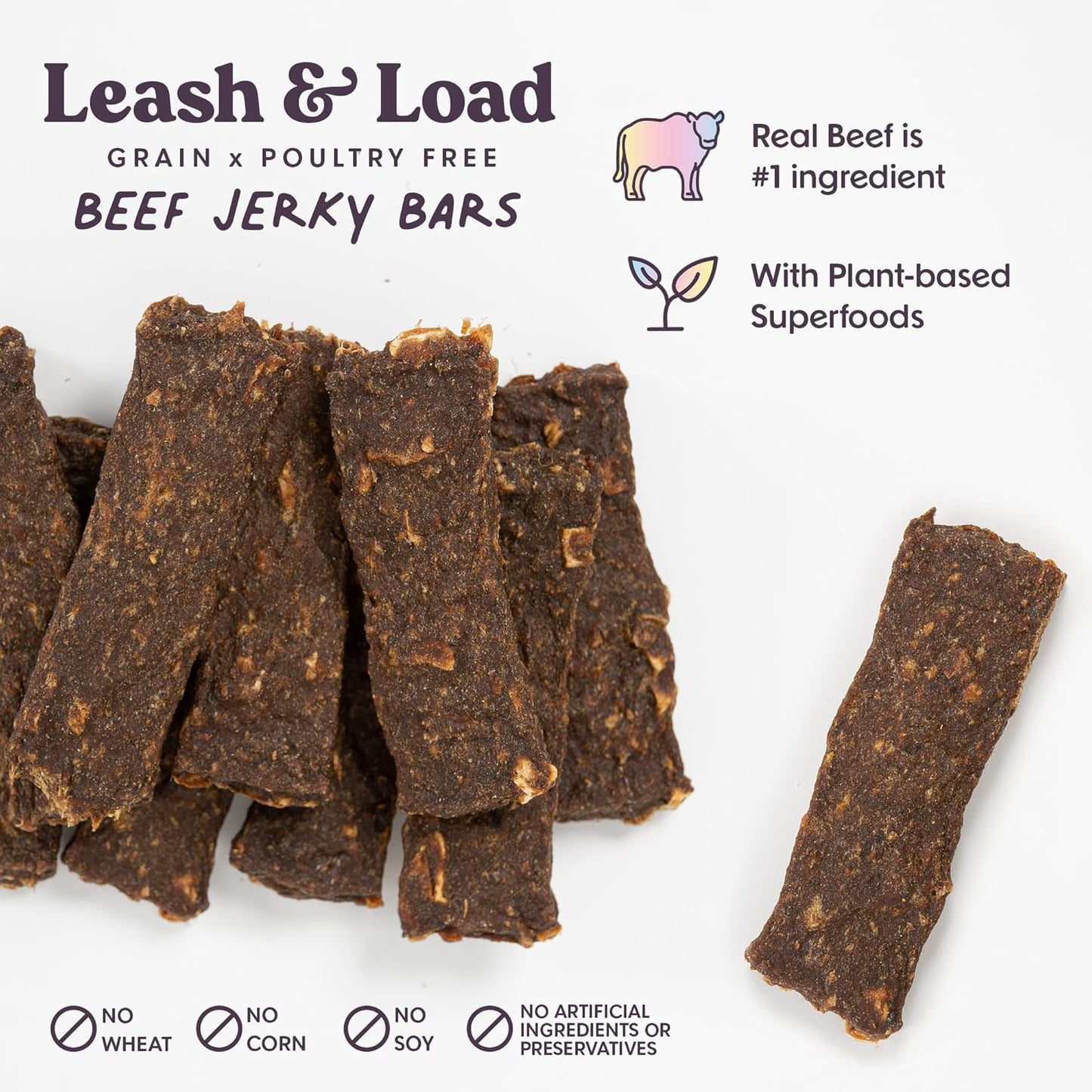 Bundle x Joy Dog Treats Jerky Snack Bars, Variety 3-5 oz Bags, Training Treats, Natural Superfood Grain Free, Real Salmon, Chicken, Beef, Superfoods, Corn & Soy Free