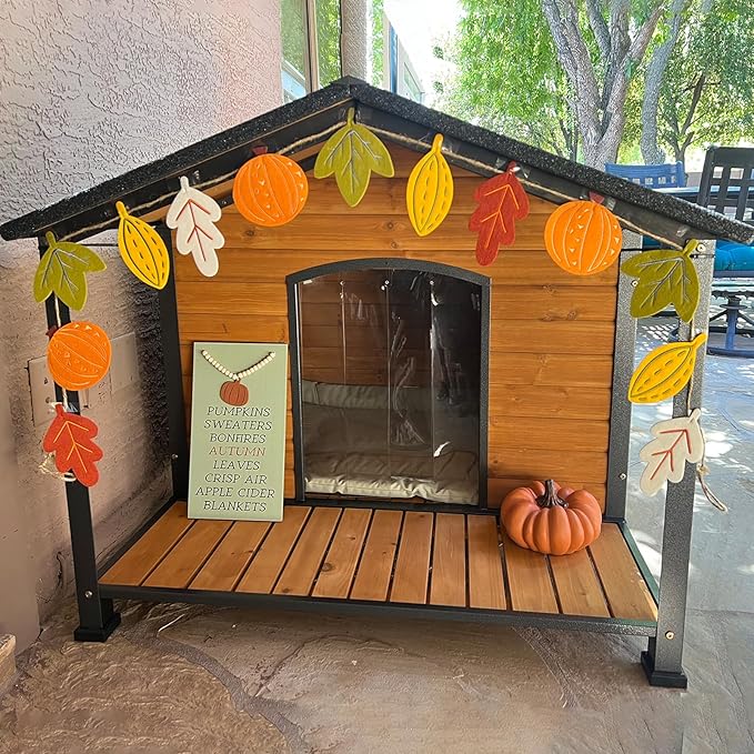 Aivituvin Outdoor Dog House with Chewproof Strong Metal Frame Outside Dog Kennel Weatherproof for Medium to Large Dogs, (41.5" L x 41.4" D x 34.1" H)