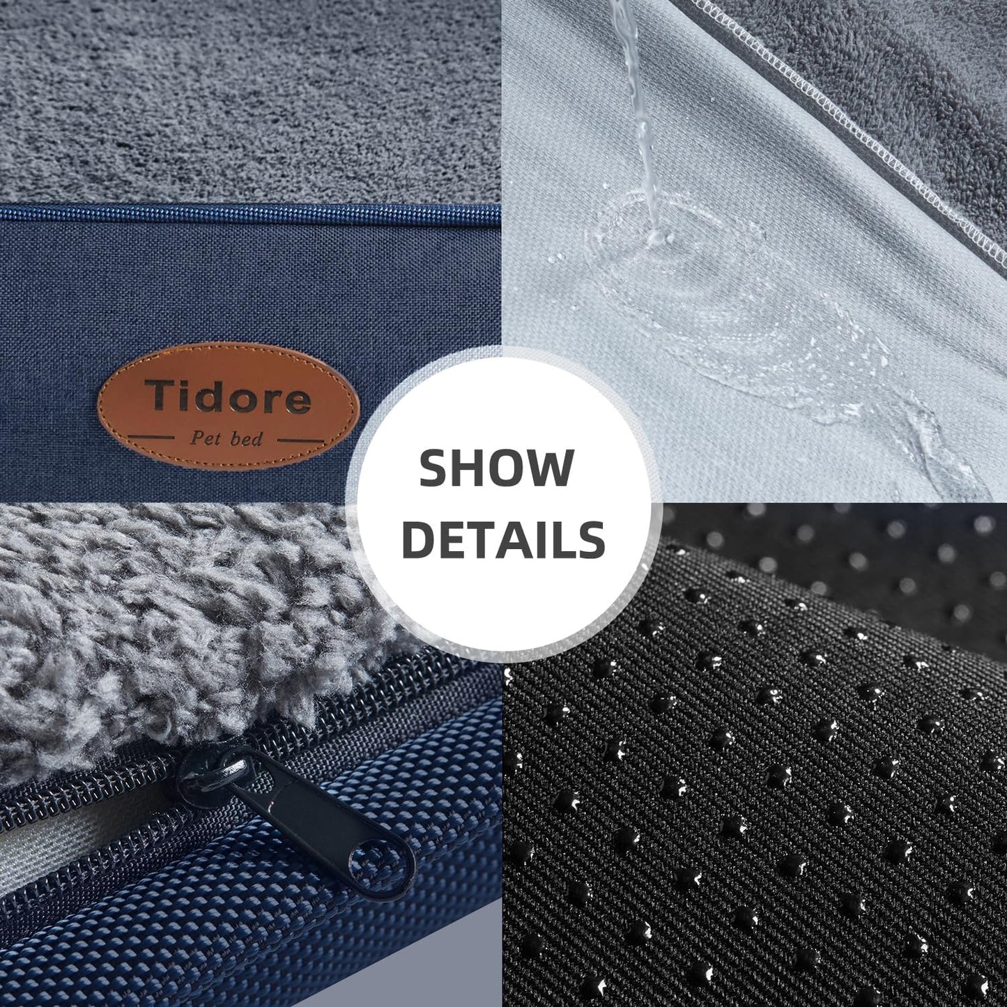 Orthopedic Dog Beds for Medium Dogs, Durable Egg Crate Foam Sofa Dog Bed wit Washable Removable Cover,Waterproof Lining,Pet Bed for Large Dogs (Navy Blue-Velvet, 39.4" L x 31.5" W x 7.4" Th)