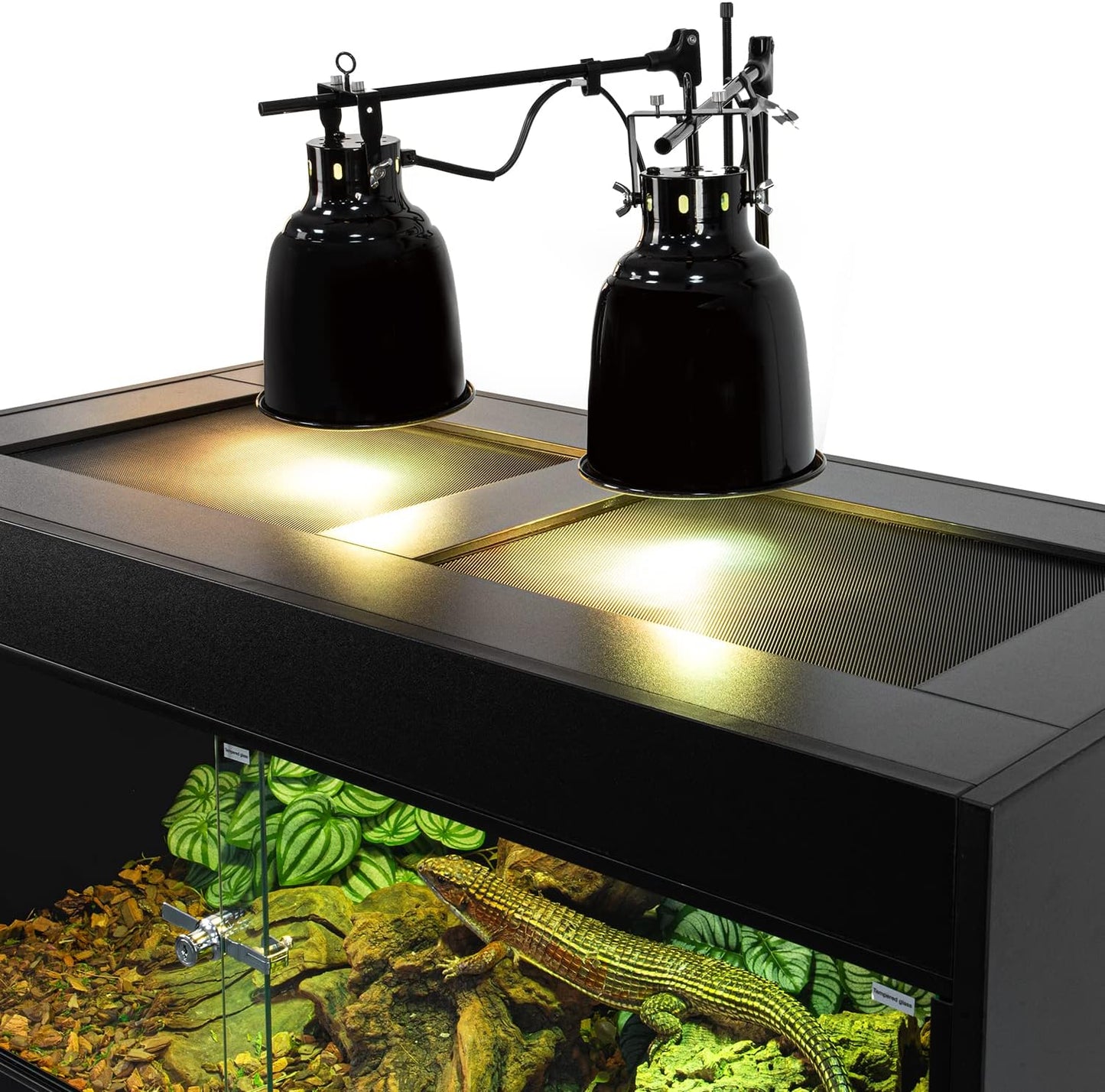 OIIBO 120 Gallon Reptile Terrarium, 48" x 24" x 24" Wooden Reptile Terrarium with Double Hinge Sliding Doors and Top Screen Ventilation Black Reptiles Habitat Lounge