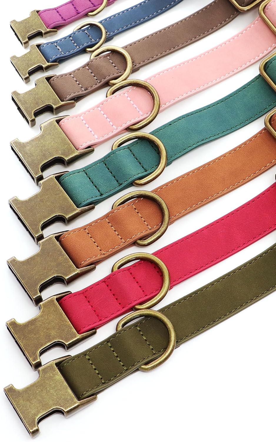 Didog Soft PU Leather Dog Collar, Stylish Quick Released Dog Collars for Small Dogs, Easy Clean Adjustable Pet Collar for Daily Walking, Red, S Fit 10-16" Neck