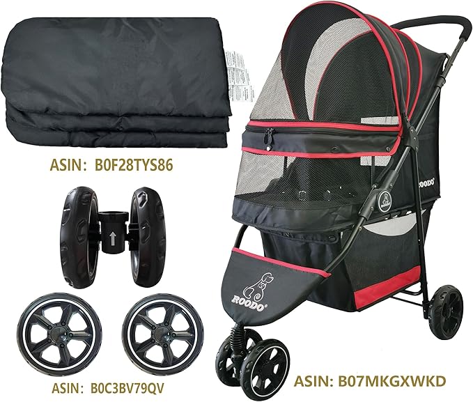 ROODO Pet Stroller Inner Pad for Exclusive Use,Original,Replaceable,Easy to Clean,Set of 3 pc(Black)